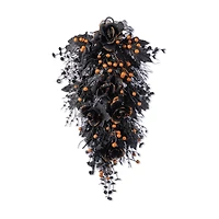 Glitzhome® 28"H Halloween Black Rose and Berry Swag with Hanger