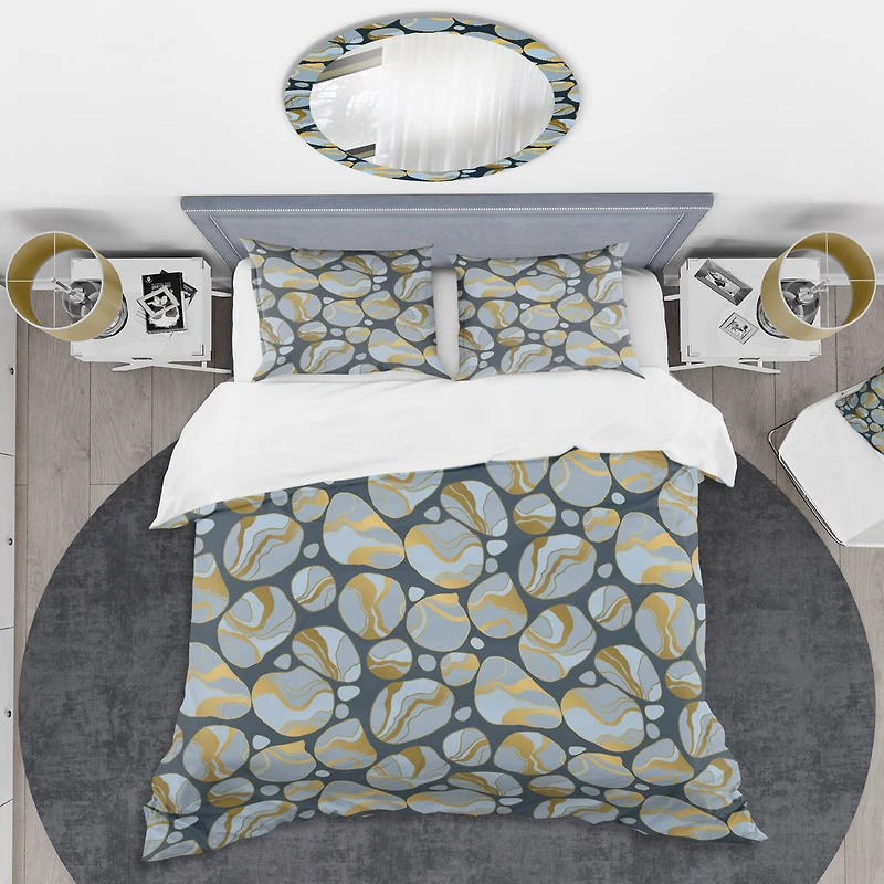 Designart 'Golden Marble Design IV' Mid-Century Duvet Cover Set