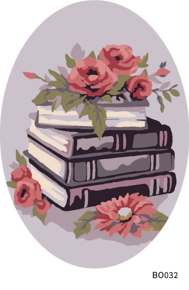 Books & Flowers Paint-by-Number Framed Mini Kit