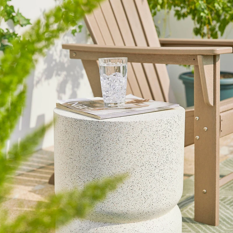 Glitzhome® 17" Multi-Functional Faux Terrazzo Garden Stool