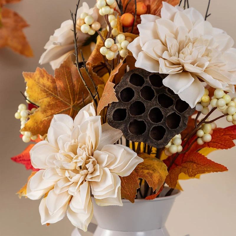 Glitzhome® 22" Fall Dahlia, Lotus Pod and Berry Centerpiece
