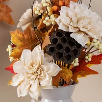 Glitzhome® 22" Fall Dahlia, Lotus Pod and Berry Centerpiece