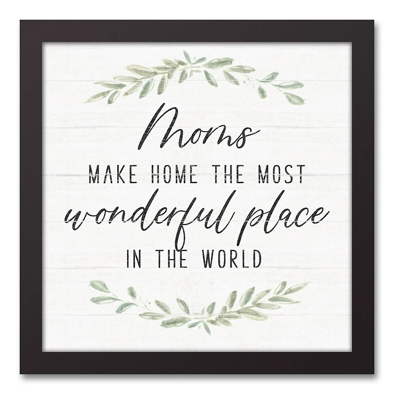 Moms Make Homes Wonderful Black Framed Canvas