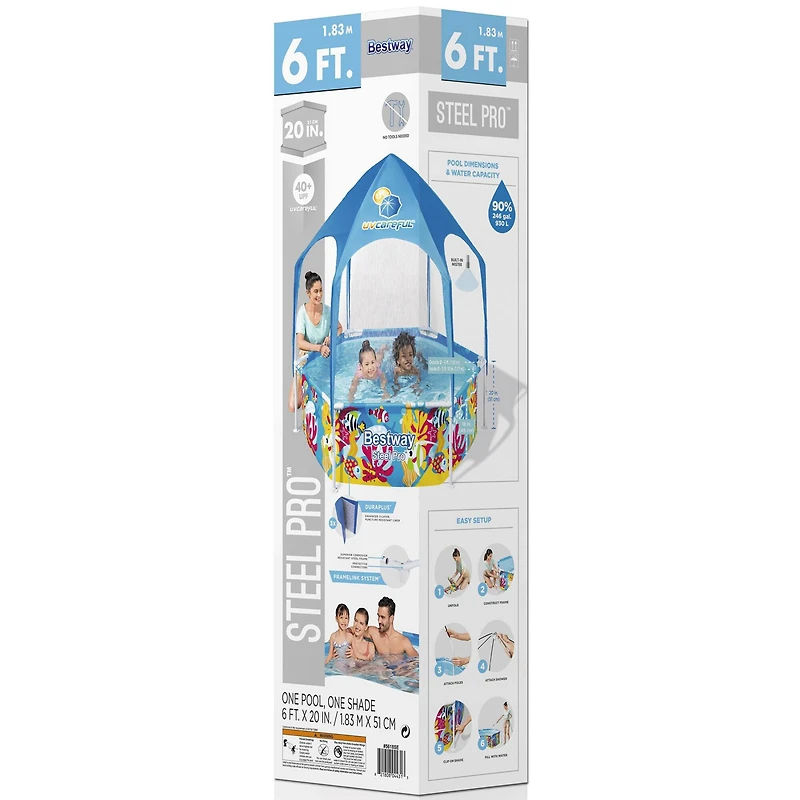 Steel Pro 6ft. UV Careful Splash-in-Shade Play Pool