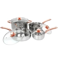 Gibson Home® Ansonville 8-Piece Stainless Steel Cookware Set with Rose Gold Handles