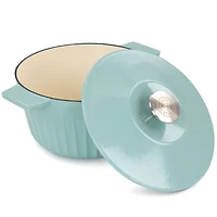 Martha Stewart 3qt. Turquoise Enameled Embossed Stripe Cast Iron Dutch Oven with Lid