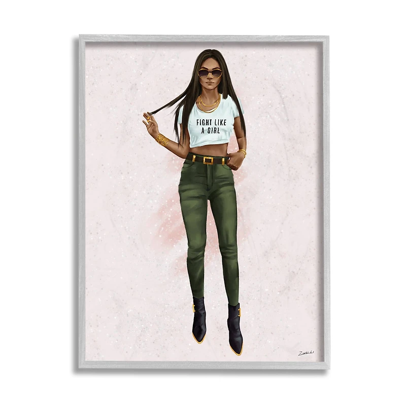 Stupell Industries Fight Like A Girl Wall Art in Gray Frame