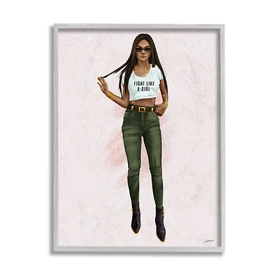 Stupell Industries Fight Like A Girl Wall Art in Gray Frame