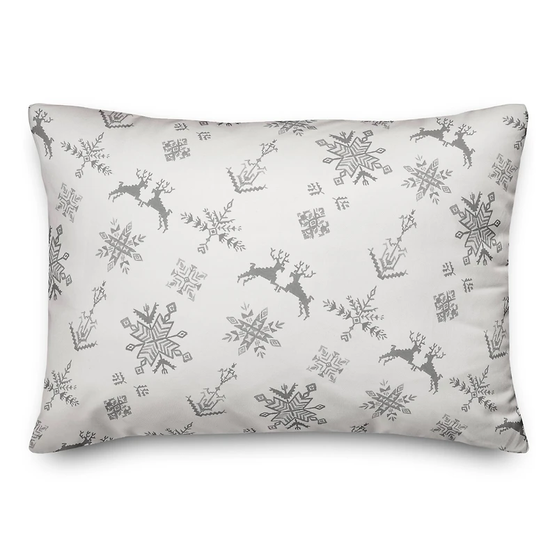 Neutral Christmas Deer Pattern Throw Pillow
