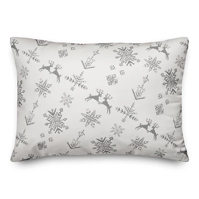 Neutral Christmas Deer Pattern Throw Pillow