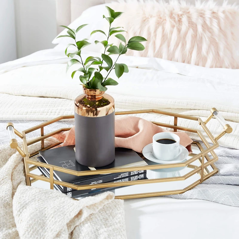 CosmoLiving by Cosmopolitan 27" Gold Metal Glam Tray