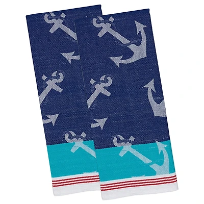 DII® Anchors Away Jacquard Dishtowels, 2ct.