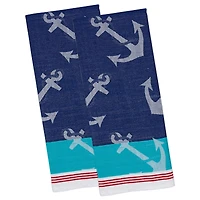 DII® Anchors Away Jacquard Dishtowels, 2ct.