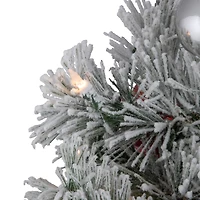 5ft. Pre-Lit Snowy Bristle Pine Artificial Christmas Tree in Silver Urn, Clear Lights