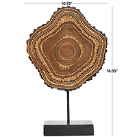 17" Brown Resin Tribal Abstract Carved Sculpture