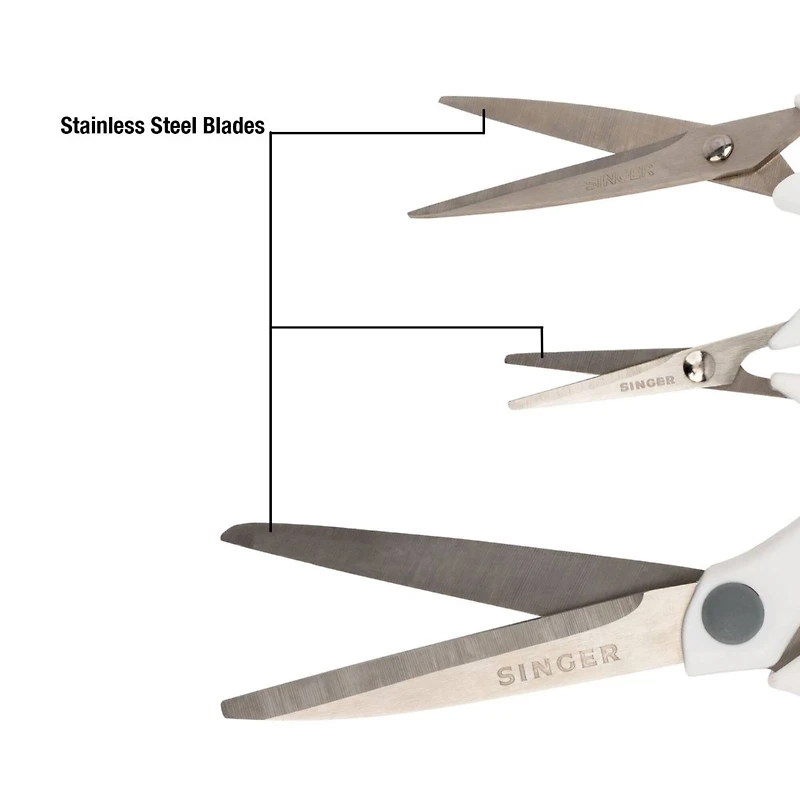 SINGER® Comfort Grip 3 Piece Multipurpose Fabric Scissors Set