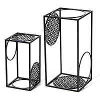 Glitzhome® Black Metal Wire Rectangular Nesting Planter Stand Set