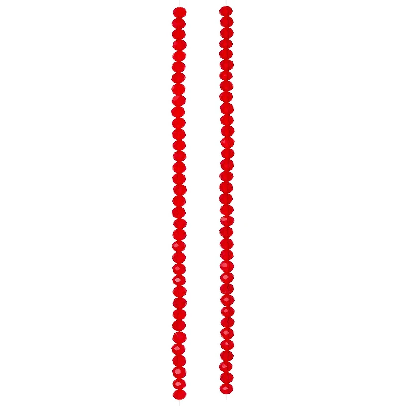 12 Pack: Ruby Faceted Glass Rondelle Beads, 6mm by Bead Landing™