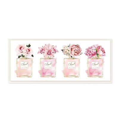 Stupell Industries Pink Floral Bouquets Glam Designer Fashion Jars, 7" x 17"