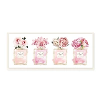 Stupell Industries Pink Floral Bouquets Glam Designer Fashion Jars, 7" x 17"