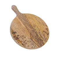 Hello Honey® 15.75" Natural Laser-Etched Floral Mango Wood Cheese Board