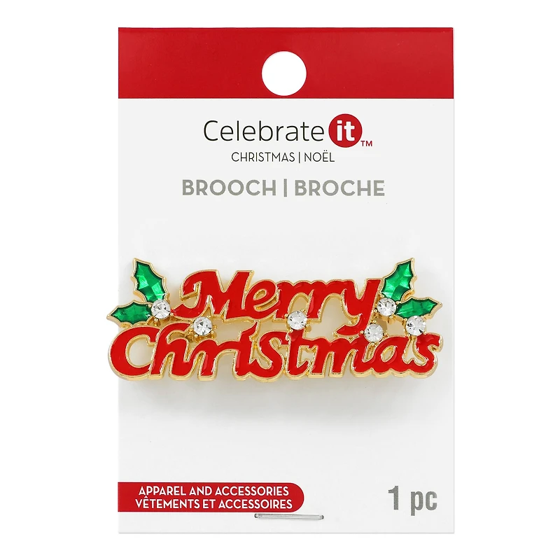 Red Merry Christmas Brooch by Celebrate It™