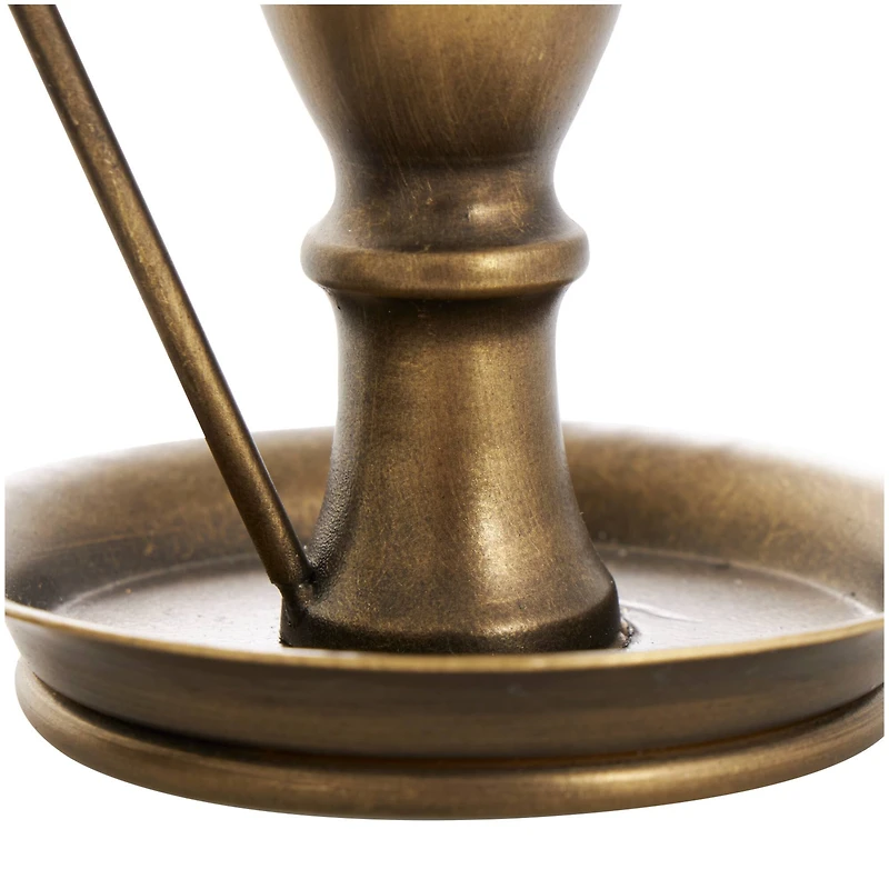 Bronze Metal Antique Style Candle Holder with Candle Plates & Handles Set