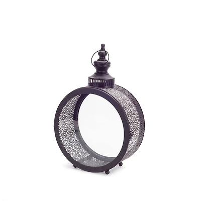 17.5'' Black Metal & Glass Lantern