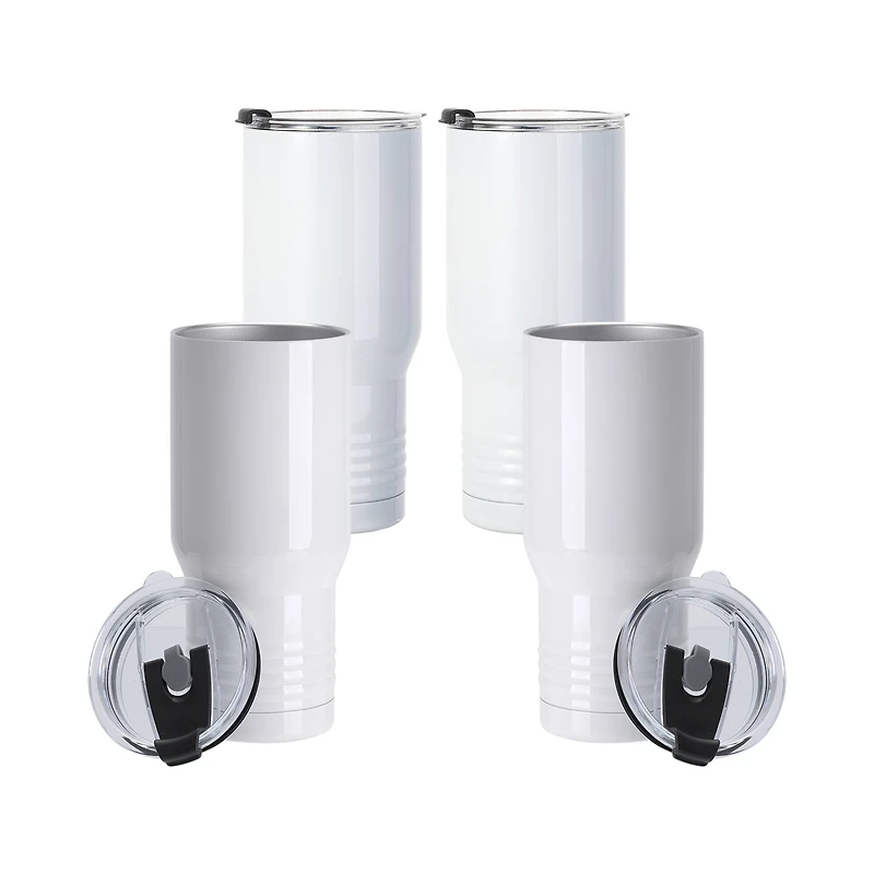 Craft Express 22oz. White Stainless Steel Tumbler with Ringneck Grip, 4ct.