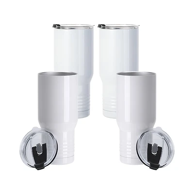 Craft Express 22oz. White Stainless Steel Tumbler with Ringneck Grip, 4ct. 