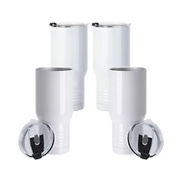 Craft Express 22oz. White Stainless Steel Tumbler with Ringneck Grip, 4ct. 