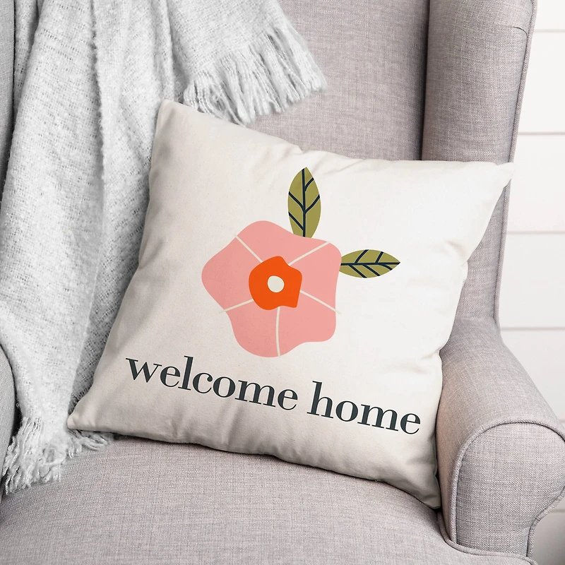 Welcome Home Floral Throw Pillow