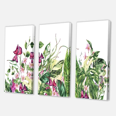 Designart - Vintage Floral Tropical Leaves I