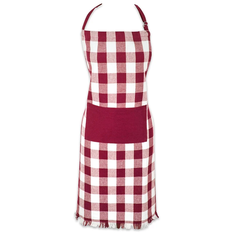 Wine Heavyweight Check Fringed Chef Apron