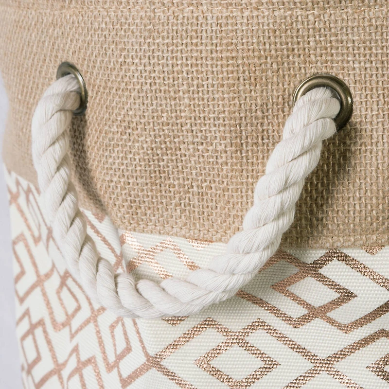 Large Bronze Burlap Diamond Round Bin