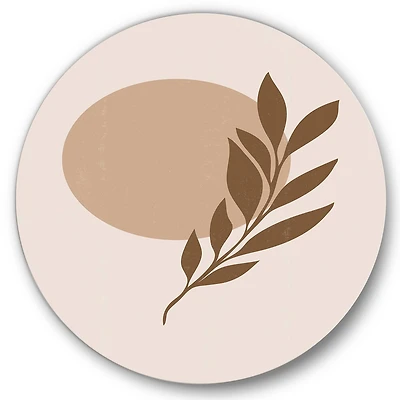 Designart - Abstract Terracotta Sun & Moon With Tropical Leaf