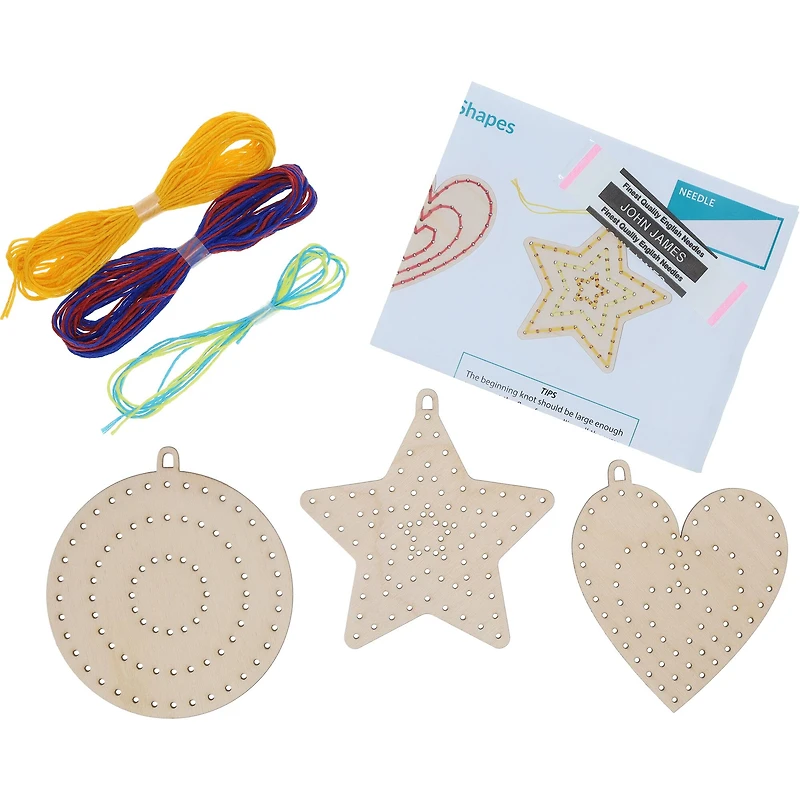 Leisure Arts® Beginner Basic Shapes 3 Piece Wood Stitchery Ornament Kit