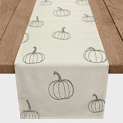 72'' Gray Mini Pumpkin Pattern Cotton Twill Runner