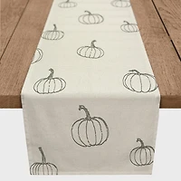 72'' Gray Mini Pumpkin Pattern Cotton Twill Runner