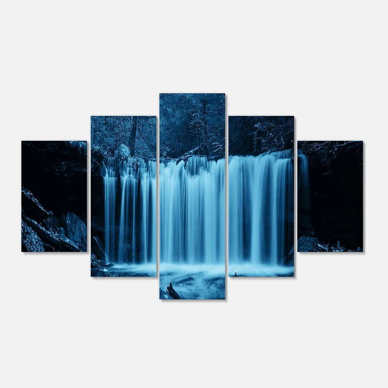 Designart - Waterfalls in Wood Black and White
