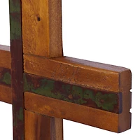 Brown Wood Rustic Cross Sculpture, 18" x 10" x 4"
