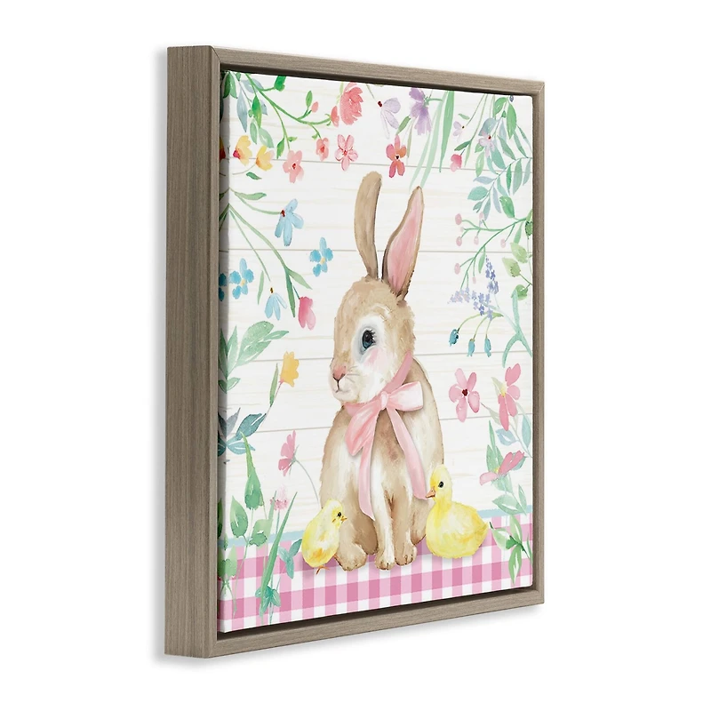 Stupell Industries Easter Bunny & Chicks Floater Framed Art