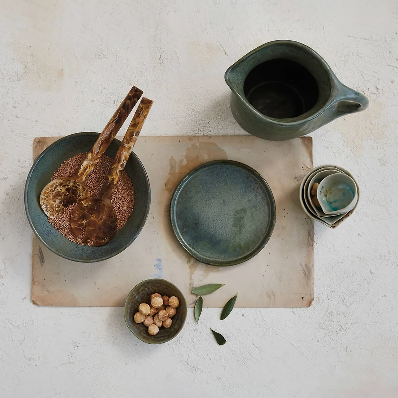 Hello Honey® 7" Matte Teal Reactive Glaze Stoneware Plate, 4ct.