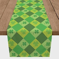 St. Patrick's Day Diamond Argyle Clover Twill Table Runner