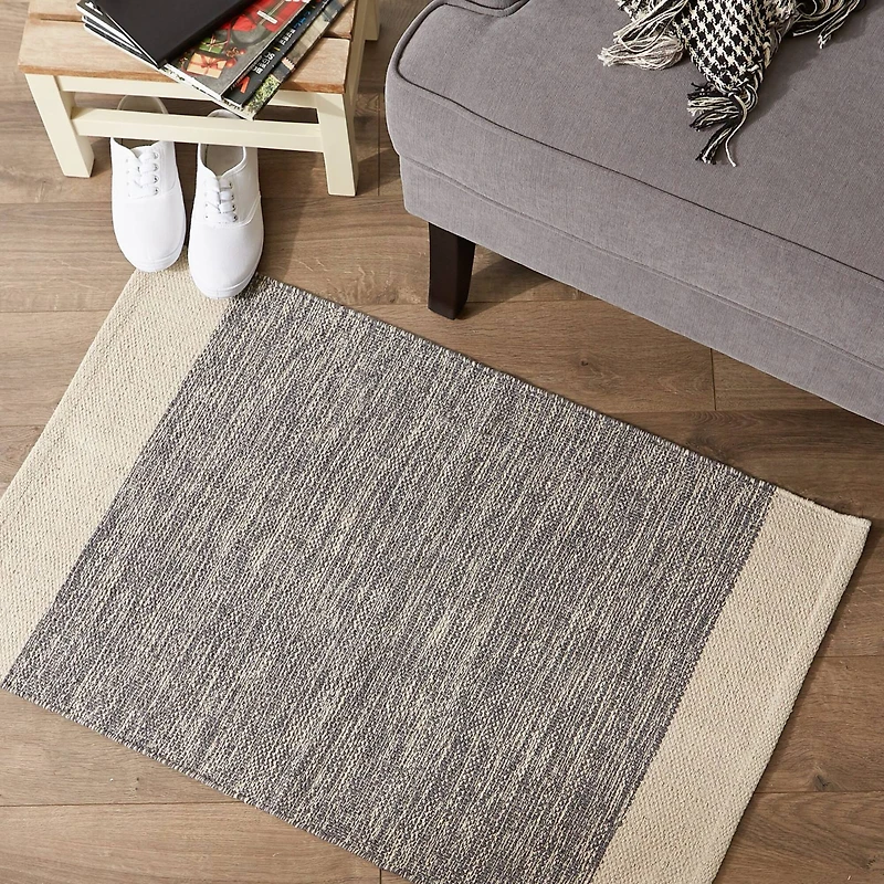DII® Gray Variegated Border Hand-Loomed Rug, 2ft. x 3ft.
