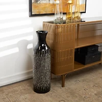 27" Black Capiz Shell Handmade Vase with Gray Ombre Design