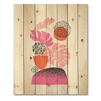 Designart - Geometric Moon & Sun Shapes With Tropical Leaves