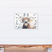 Navy Patterned Cow 12" x 18" Canvas Wall Art