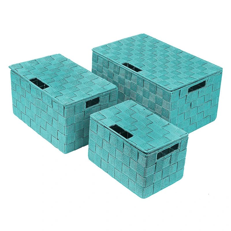 Sorbus 3-Piece Woven Basket with Lid Set