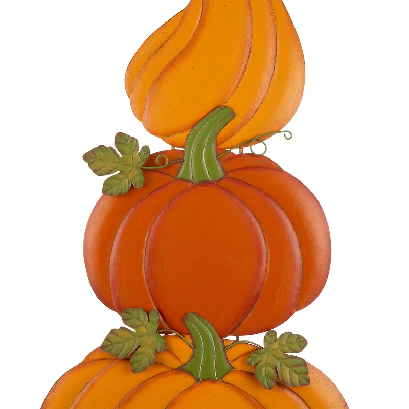 42" GlitzHome® 3-in-1 Metal Pumpkin Yard Stake